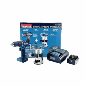 kit de Rotomartilló DHP487 +Fresadora Multifuncional DRT50, Incluye 1 Cargador Rápido DC18SD y 1 Batería li-Ion de 5.0 Ah Modelo BL1850B.