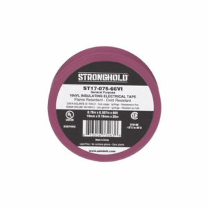 Cinta Eléctrica STRONGHOLD para Aislar, de PVC, Uso General Reparación y Mantenimiento, Grosor de 0.18mm (7 mil), Ancho de 19mm, y 20.12m de Largo, Color Violeta