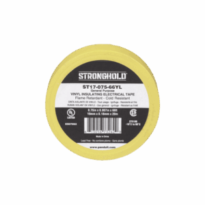 Cinta Eléctrica STRONGHOLD para Aislar, de PVC, Uso General Reparación y Mantenimiento, Grosor de 0.18mm (7 mil), Ancho de 19mm, y 20.12m de Largo, Color Amarillo