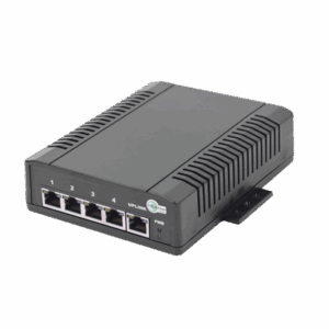 Switch para Aplicación Solar, 4 Puertos PoE 802.3 af/at 10/100/1000 Mbps y un Puerto de Datos, Entrada 12-24 Vcc