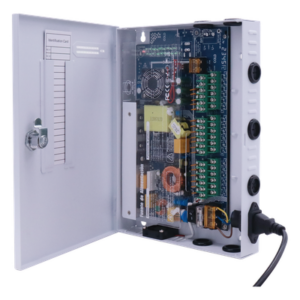 Fuente de Poder CCTV / 18 Canales / 20 A / 200 W / Voltaje Ajustable 11-15 VCC / Filtro de Ruido por Canal / Operación -20°C a 70°C