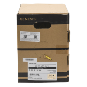 Bobina de Cable UTP Cat6 Riser / 305m (1000 pies) / Color Amarillo / UL CMR / Probado a 350 MHz / 23 AWG Cobre Sólido / -20°C a 75°C / CCTV, Datos, IP, RS485