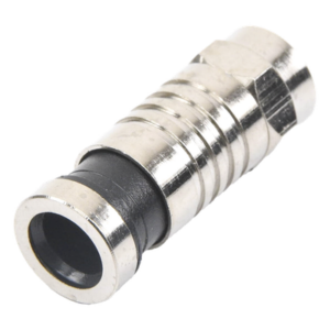 Conector F Macho / Compresión en Línea / Cable RG-6 / Cuerpo Bronce Niquelado / Contacto Central Oro / Aislante Teflón