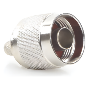 Conector N Macho / Anillo Plegable / 75 Ohm / RG-59 / Níquel-Oro-Teflón / Montaje en Línea